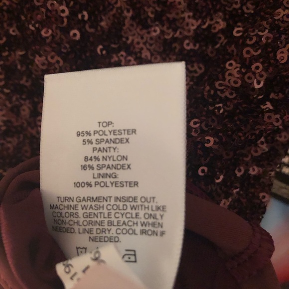 express blouse one piece sequin womens long sleeve xs burgundy - Picture 5 of 6